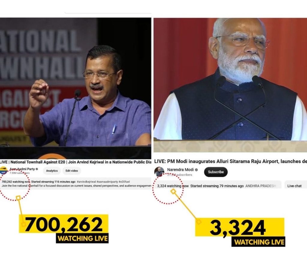 ई-20 पर अरविंद केजरीवाल की रिकॉर्ड तोड़ डिजिटल रैली, 7 लाख लोगों ने लाइव देखा टाउनहॉल