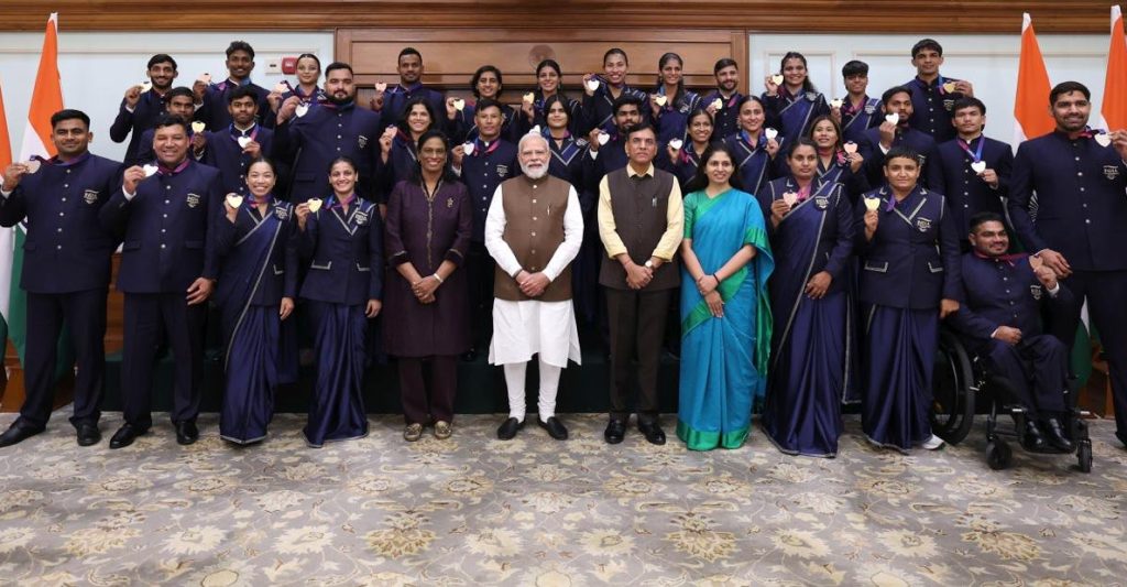 राष्ट्रमंडल खेल 2026 के पदक विजेताओं से मिले पीएम मोदी, शानदार प्रदर्शन के लिए की सराहना