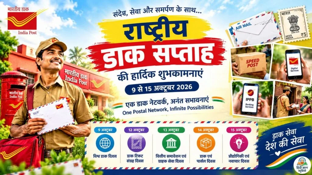 9 से 15 अक्टूबर तक मनाया जाएगा राष्ट्रीय डाक सप्ताह, जानें हर दिन की खास थीम 9 से 15 अक्टूबर तक मनाया जाएगा राष्ट्रीय डाक सप्ताह, जानें हर दिन की खास थीम