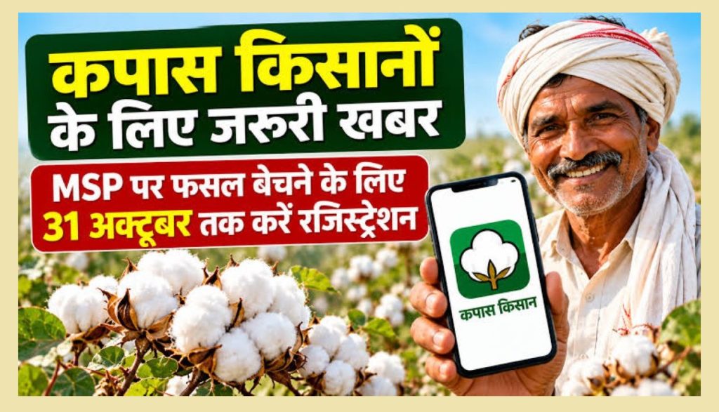 कपास किसान ऐप पर MSP पंजीयन जारी, 31 अक्टूबर तक करें रजिस्ट्रेशन कपास किसान ऐप पर MSP पंजीयन जारी, 31 अक्टूबर तक करें रजिस्ट्रेशन