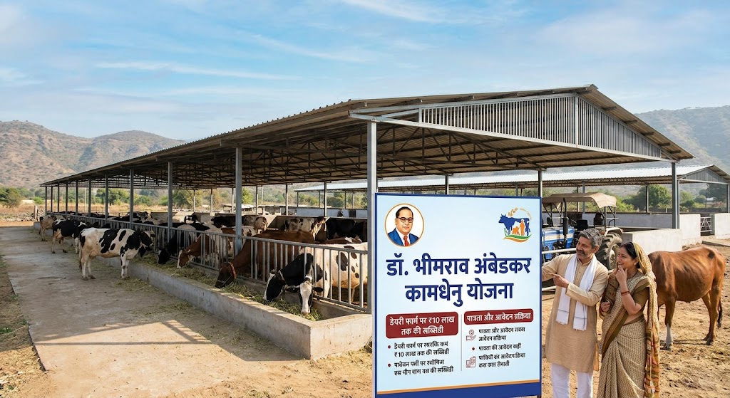 डॉ. भीमराव अंबेडकर कामधेनु योजना में डेयरी फार्म पर ₹10 लाख तक की सब्सिडी, जानें पात्रता और आवेदन प्रक्रिया डॉ. भीमराव अंबेडकर कामधेनु योजना में डेयरी फार्म पर ₹10 लाख तक की सब्सिडी, जानें पात्रता और आवेदन प्रक्रिया