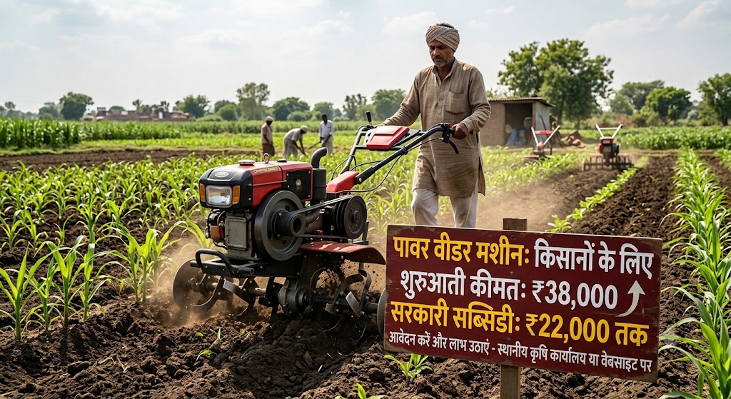 पावर वीडर मशीन की कीमत ₹38,000 से शुरू, किसानों को ₹22,000 तक सब्सिडी; जानें आवेदन का तरीका पावर वीडर मशीन की कीमत ₹38,000 से शुरू, किसानों को ₹22,000 तक सब्सिडी; जानें आवेदन का तरीका