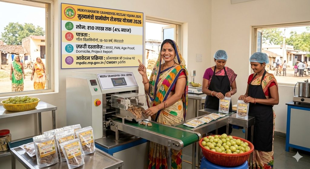 मुख्यमंत्री ग्रामोद्योग रोजगार योजना 2026: ₹10 लाख तक लोन, जानें पात्रता, दस्तावेज और ऑनलाइन आवेदन प्रक्रिया मुख्यमंत्री ग्रामोद्योग रोजगार योजना 2026: ₹10 लाख तक लोन, जानें पात्रता, दस्तावेज और ऑनलाइन आवेदन प्रक्रिया