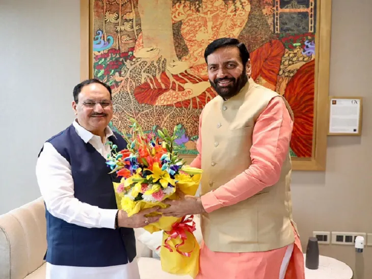हरियाणा के CM Nayab Saini ने जेपी नड्डा से मुलाकात की। हरियाणा के CM Nayab Saini ने जेपी नड्डा से मुलाकात की।