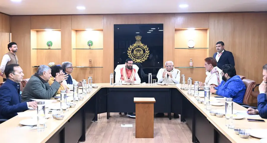 नई दिल्ली में हरियाणा के सांसदों की महत्वपूर्ण बैठक, विकास कार्यों की समीक्षा हुई तेज — केंद्रीय मंत्री मनोहर लाल खट्टर रहे मौजूद